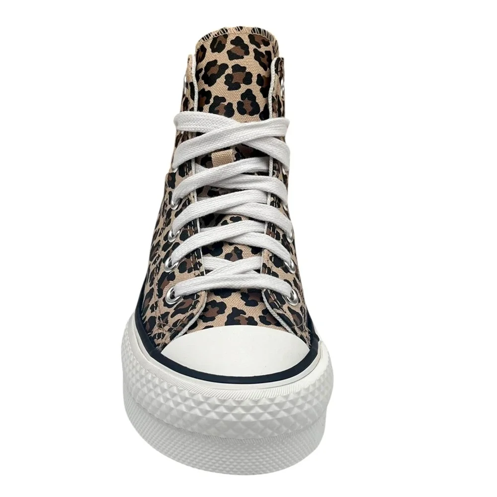 Converse Chuck Taylor Lift Youth Girls High-Top Sneakers Size 2 Vintage Leopard